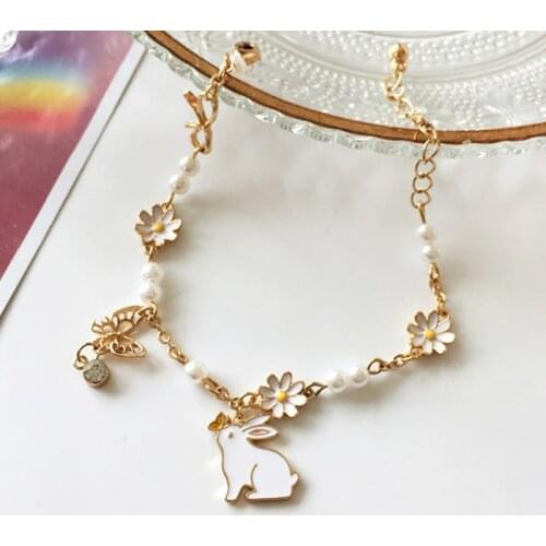 Korean Style Cute Rabbit Butterfly Bracelets Exquisite Daisy Flowers Bracelet Bangles Women Wedding Party Personality Jewelry