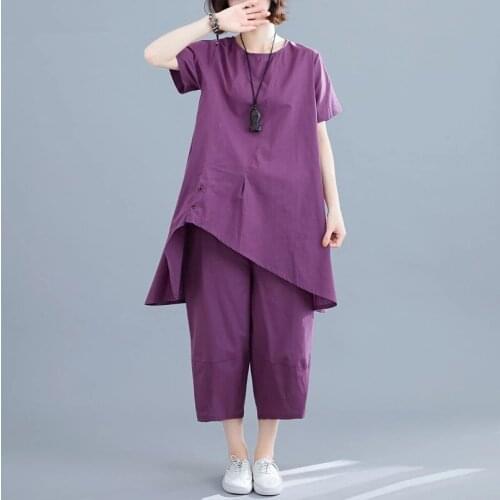Vintage Plus Size 2 Two Piece Set Women Casual Loose Mini Short Summer Dress Elegant Clothes 2021 Ladies Dresses Pants Sundress