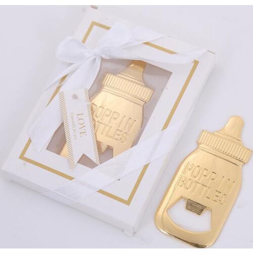 Gold nursing bottle shape bottle opener for baby shower wedding birthday party gifts Free Shipping LX2986