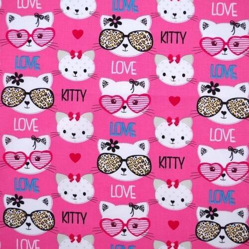 1 yard Cotton Woven Fabric - Lovely kitty (width=145cm)