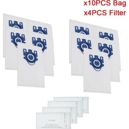 10Pcs/Lot For Miele Type GN Deluxe Synthetic Vacuum & 4 Filters S2 S5 S8 C1 C3 Hepa Vacuum Cleaner DUST BAGS With FILTERS