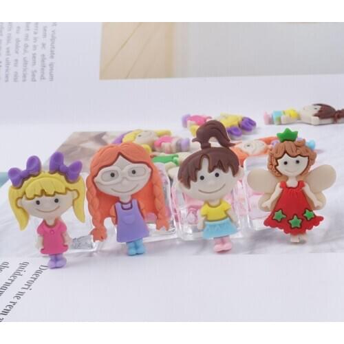 10pcs/lot Kawaii Resin Carton Girl Flatback Cabochon For DIY Decorative Scrapbooking Craft Baby Shoe Cloth Headwear Accessary