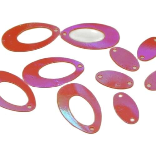 1000 Orange AB Flat Hollow Oval Loose sequins Paillettes 14X22mm Top Hole