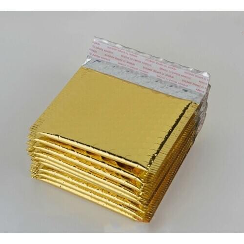 15*13cm Bubble Buffer Self Adhesive Seal Bags PE Waterproof Plastic Cellophane Bags Gifts Bag Candy Pouch Jewelry Packaging Gold
