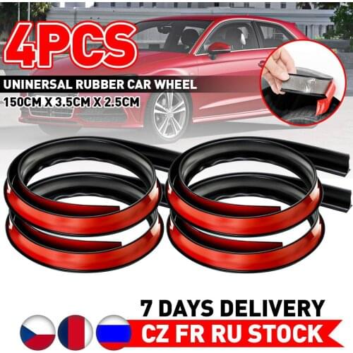 2PCS 150x3.5CM Universal Rubber Car Mudguard Wheel Arch Protection Moldings Black Anti-collision Strip Stickers