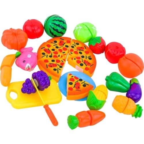 24pcs Fruits Vegetables Pizza Slices Set Kids Kitchen Role Play Fun Toy