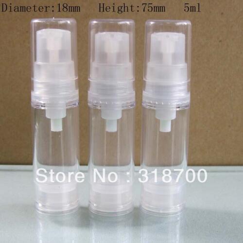 300x 5ml Portalbe Empty Mini Airless Plastic bottle pump cream bottle vacuum lotion bottle cosmetic and packaging