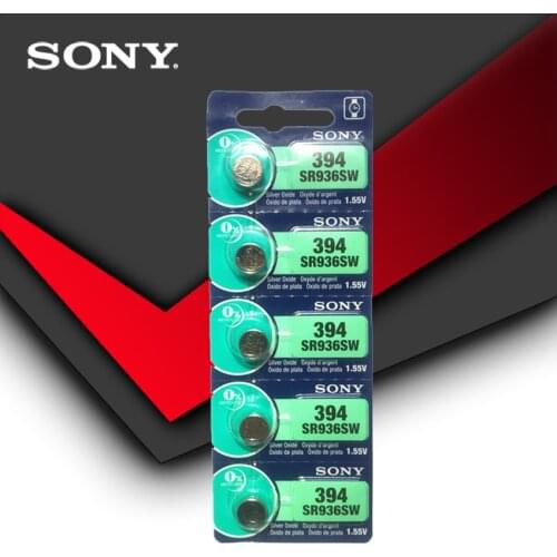 5pcs Sony 100% Original 394 SR936SW 936A LR45 L936 AG9 1.55V Silver Oxide Button Cell Coin Battery MADE IN JAPAN