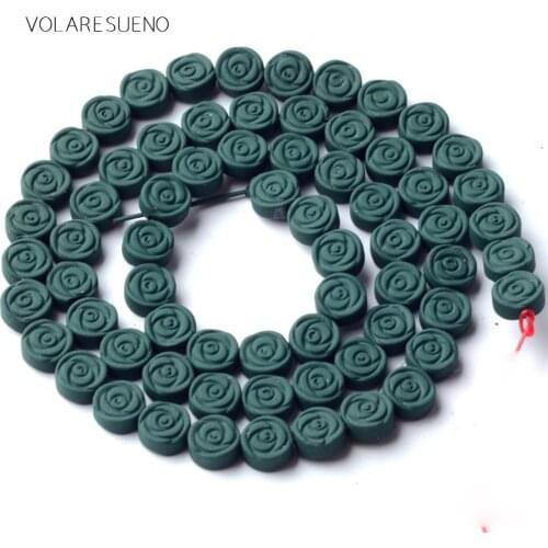 6mm Natural Dark Green Hematite Matte Stone Rubber Petal Round Beads For Jewelry Making Space Loose Beads Diy Bracelet Strand15"
