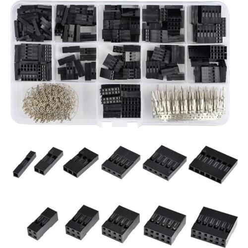 620Pcs 2.54mm Pitch JST SM 1 2 3 4 5 6 Pin Housing Connector Dupont Male Female Crimp Pins Adaptor Assortment Kit