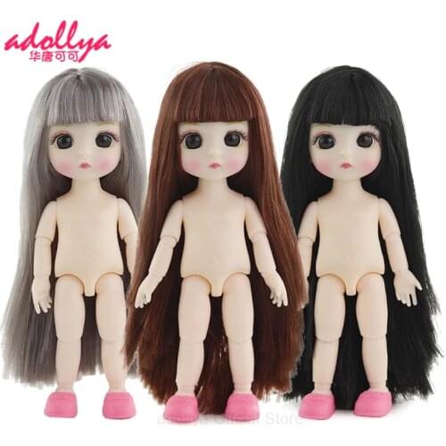 Adollya 16cm BJD Doll Nude Body Ball Jointed Swivel Doll 3D Eyes 13 Moveable Joints Body Make-up Princess 1/12 BJD Dolls