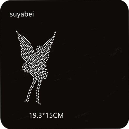 Angel decor iron on stickers patches hot fix rhinestone transfer motifs iron on rhinestone transfer sticker for shirt