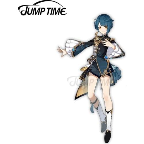 Jump Time 13 x 6.7cm For Genshin Impact Xingqiu Car Stickers Personality Creative DIY Custom Printing Fashion Anime SUV Decal