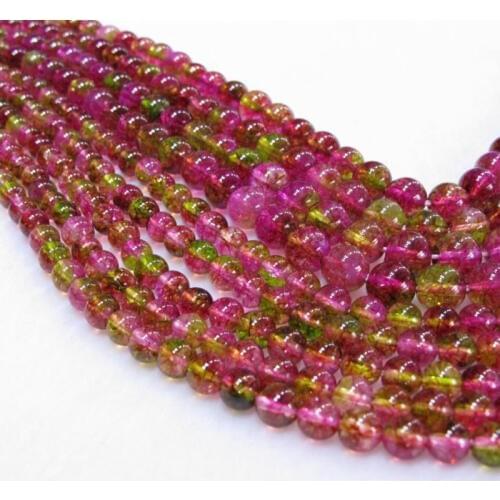 MADALENA SARARA 6mm/8mm/10mm/12mm Colorful Natural Tourmaline Beads Strand 18" For DIY Jewelry Making
