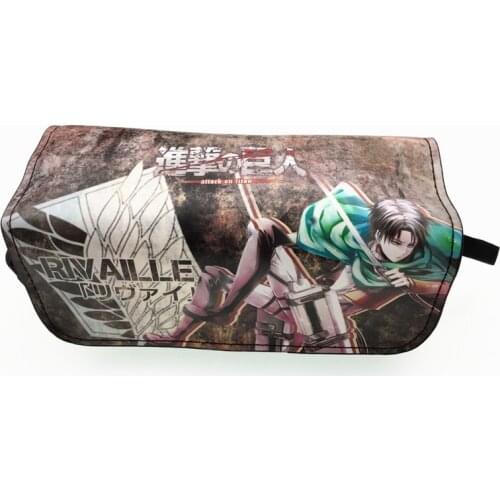Japanese Game Pencil Bags Cartoon Attack on Titan Kids Make Up Case For Boys Girls With Handle