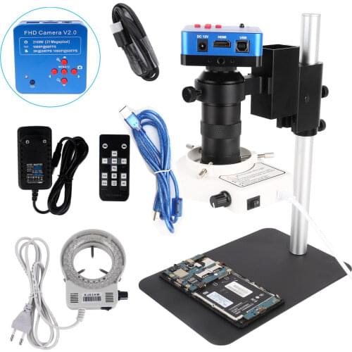 38MP Digital Electronic Video Microscope 21MP 16MP 8MP VGA HDMI-compatible Camera 130X Lens& LED Circular lamp For Phone Repair