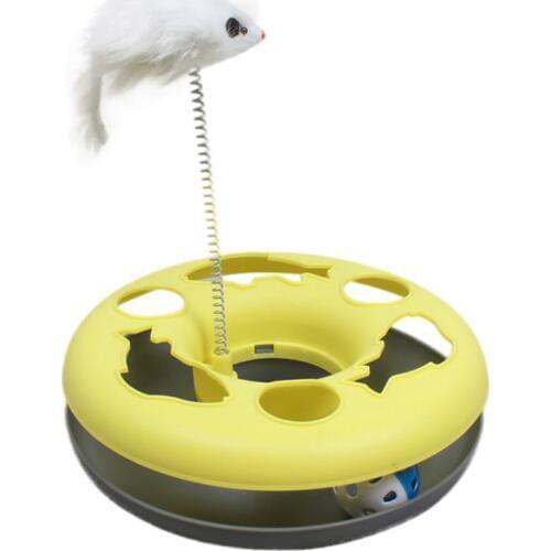 Cat Toys Spring Mice Crazy Amusement Disk Multifunctional Disk Play Activity Pet Funny Toys Multiple Color