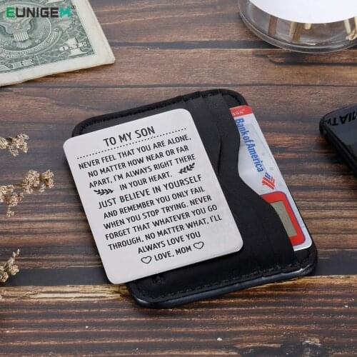 To My Son Wallet Card Birthday Gifts for Men Son From Mom Step Mother Sweet 16th Birthday Love Note Gift for Him Adult Men Boys
