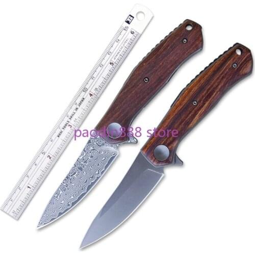 Ks 4020 Ball Bearing Folding Knife 8Cr18Mov/VG10 Damascus Blade Rosewood Handle Tactical Hunting Camping Pocket Survival Knives