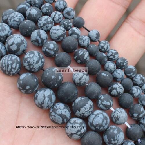 Fctory Price Frost Matte Natural Snowflake Jaspers Round Beads 15''/ Strand 4-12MM Pick Size For Jewelry Making