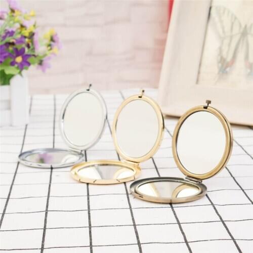 Fashion Round Metal 2-Face Makeup Mirror Portable Exquisite Women Magnifying Cosmetic Mirror for Quick Makeup Dance Party