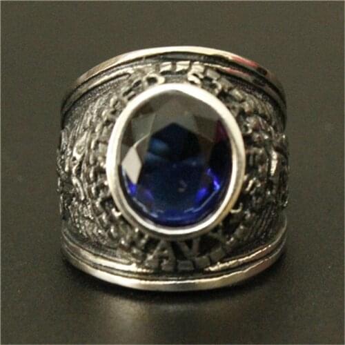 1pc New Arrival Blue Stone USN Ring 316L Stainless Steel Man Boy Fashion Cool Man US Navy Ring