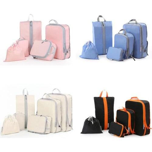 6 PCS Travel Storage Bag Set For Clothes Tidy Organizer Wardrobe Suitcase Pouch Travel Organizer Bag Case Shoes Packing Cube Bag