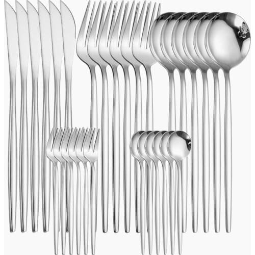 Silver Dinnerwware Set Stainless Steel Cutlery Set Golden Dinning Flatware Western Tableware Fork Knife Utensils Dropshipping