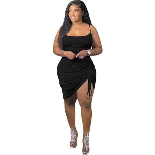 The Latest Summer Ladies Party Dress sexy Ltalian Suspender Club Dress Dress Plus Size Sleeveless Drawstring Tight Dress