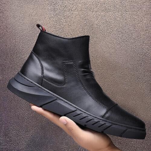 2020 Winter New British Style Casual Leather Boots Tube All-match Mens Boot Hight-Top Mens Shoes Korean Version Fashion