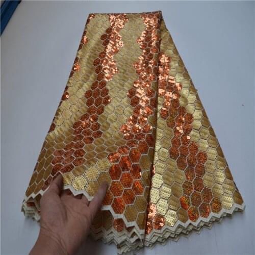 New arrival African style High quality embroidery double organza lace fabric nigerian clothes sequins lace OLP-879