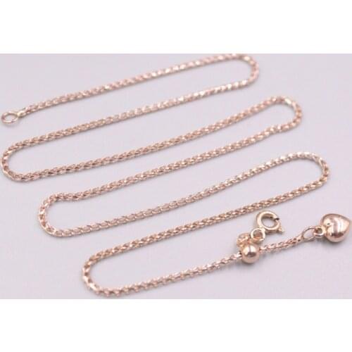 AU750 Pure 18K Rose Gold Necklace Width 1.2mm Wheat Adjustable Chain Necklace 4.7g / 18inch For Women
