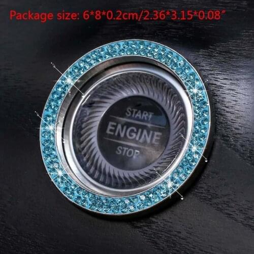 Car Start Ignition Button Decor Ring Cover Shiny 2 Row Rhinestones One-key Start Stop Car Key Ignition Starter&Knob Ring A70F