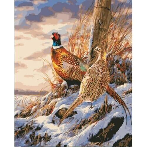 Painting By Numbers DIY Animals bird with yellow leaves Acrylic Paint Modern Wall Art Picture Unique Gift For Home Decor