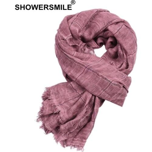 SHOWERSMILE Red Men Scarf Plaid Tie Dye Scarf for Men Warm Casual Mens Scarves High Quality Brand Autumn Winter Accessories