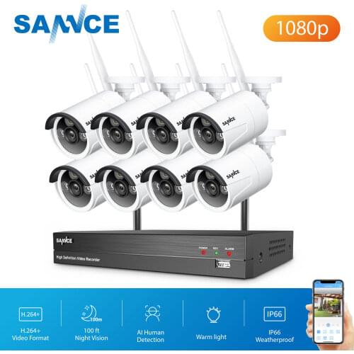 8CH NVR 1080P Wireless Home Security CCTV System 2MP 8pcs IR Night Vision IP Camera Outdoor Waterproof Video Surveillance Kits