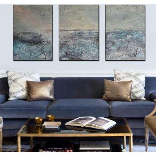 Modern Home Decoration 100% Handmade 3 Panels Contemporary Abstract Oil Painting Color Is Dark Artwork Decor For Home No Framed