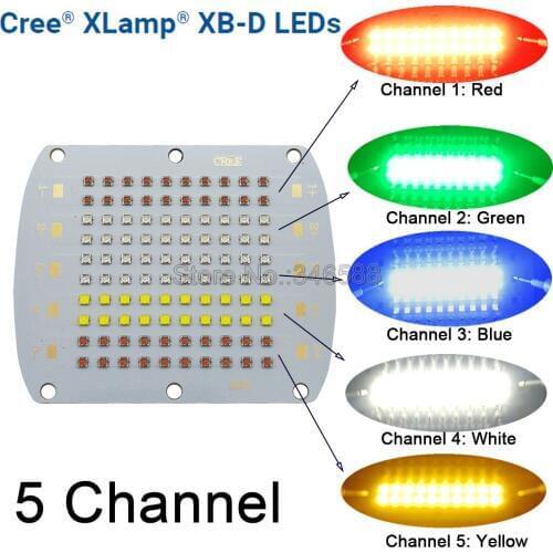 DIY Cree XBD 100W LED Emitter Light Red Green Blue White Yellow 5 Channel Mixed Color 30-34V 750mA 82x66MM Copper PCB Board
