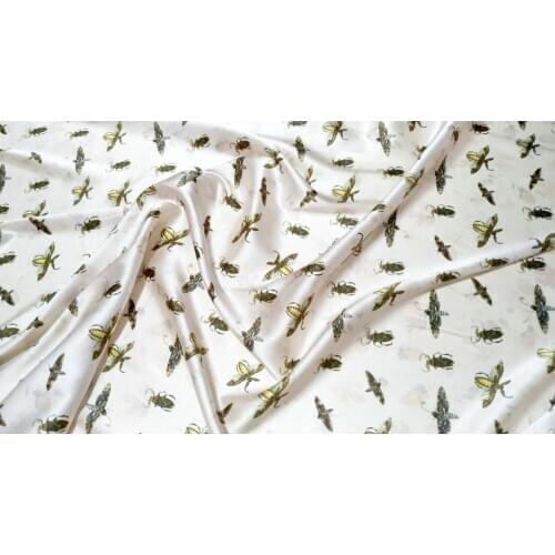 Summer New Digital Print 100%silk Charmeuse Fabric for Dress 108cm Wide 93%silk 7%spandex Cloth Diy Sewing Herringbone Free Sale