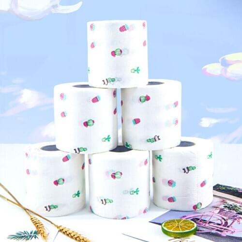 Funny Printed Pattern Toilet Paper 2 Layers 250 Sheets Wood Pulp Roll Paper Unscented Tissue for Home Bath Kitchen