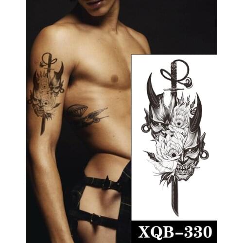 Japanese Style Prajna Waterproof Temporary Tattoo Sticker Black Knife Sunflower Fake Tattoos Flash Tatoos Arm Body Art Women Men