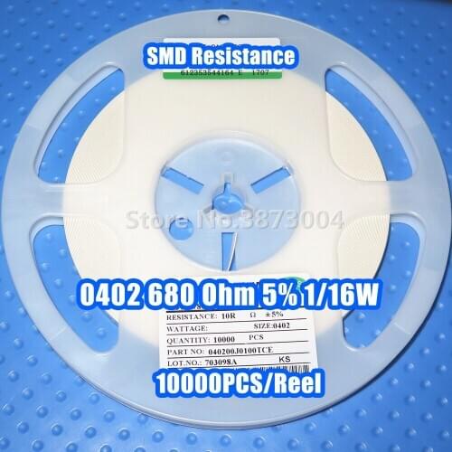 1 Reel 0402 680R 680 Ohm 5% 1/16W SMD resistance 10000PCS/Reel
