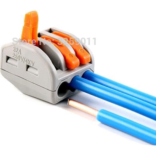 1PCS Push Wire Connector Lever Terminal Block 28-12 AWG PCT-213 222-413 3 Pin Universal Compact Connectors Terminals gray