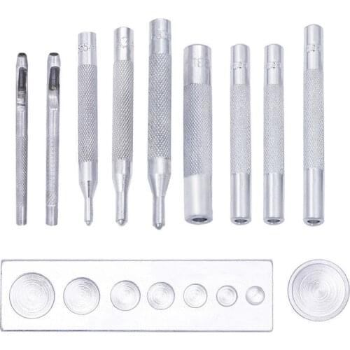 11Pcs/Set Leather DIY Tool Four-Button Clasp Punch Hole Snap Fastener Installation Hand Press Manual Punch Set Handmade 2019NEW