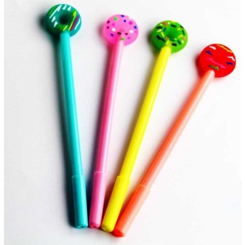 4pcs/ A Set Stationery Cute Affordable Donut Small Fresh Gel Pen Candy Color Refill Pen Office For School 2020
