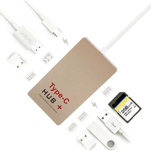 5 Ports USB 3.1 Type C Hub 4K HDMI USB 3.0 SD Card Reader Hub Type C Charging Adapter for Macbook Pro Mac PC