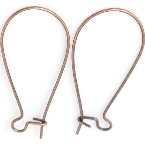 8SEASONS 100 Pairs Copper Tone Kidney Ear Wires 37x16mm(1 4/8"x5/8") (B21279)