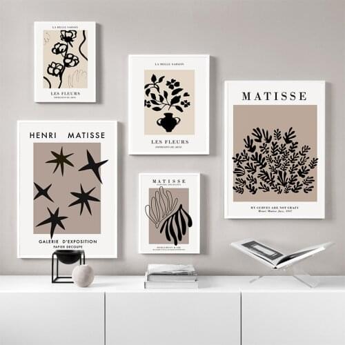 Abstract Matisse Leaf Flower Vase Coral Nordic Posters And Prints Wall Art Canvas Painting Wall Pictures For Living Room Decor