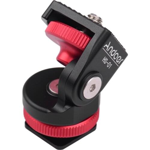 Andoer HS-01 Cold Shoe Mount Adapter Bracket Holder Aluminum Alloy with 1/4 Inch Screw for LED Light Video Monitor DSLR Camera