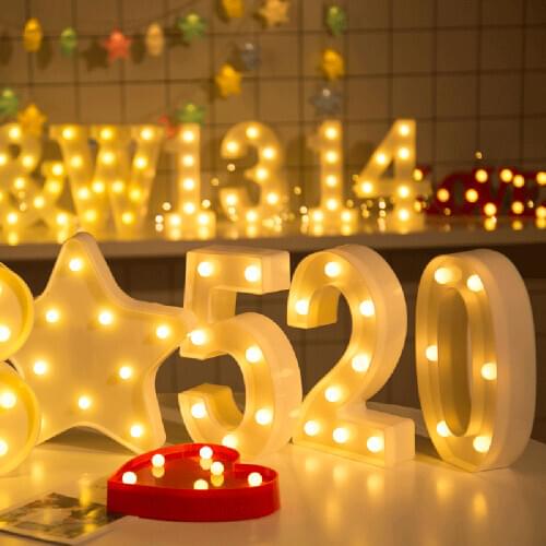 Arabic number LED Letter Lights Light Up White Plastic Letters Standing Hanging light party decor d91203